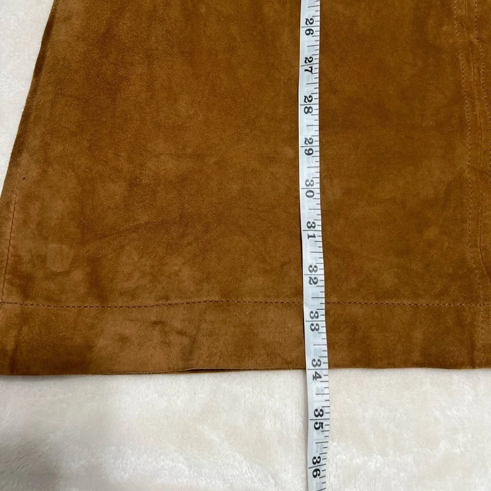 Madewell Genuine Leather Dress Brown V-Neck Mini Shift Size M Western Boho